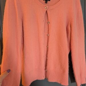 Apt. 9 Coral Pink Heart-Button Cardigan